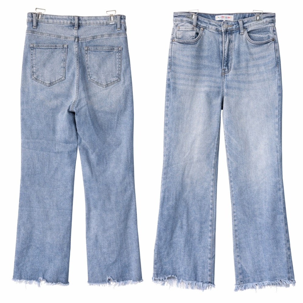 Risen High Rise Crop Straight Leg Jeans